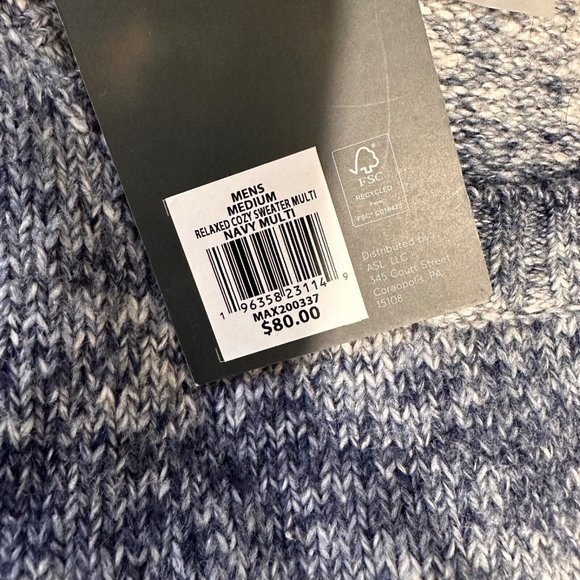 VRST Mens Size M Navy Blue Relaxed Cozy Fit Classic Crew Neck Pullover Sweater - Picture 8 of 9